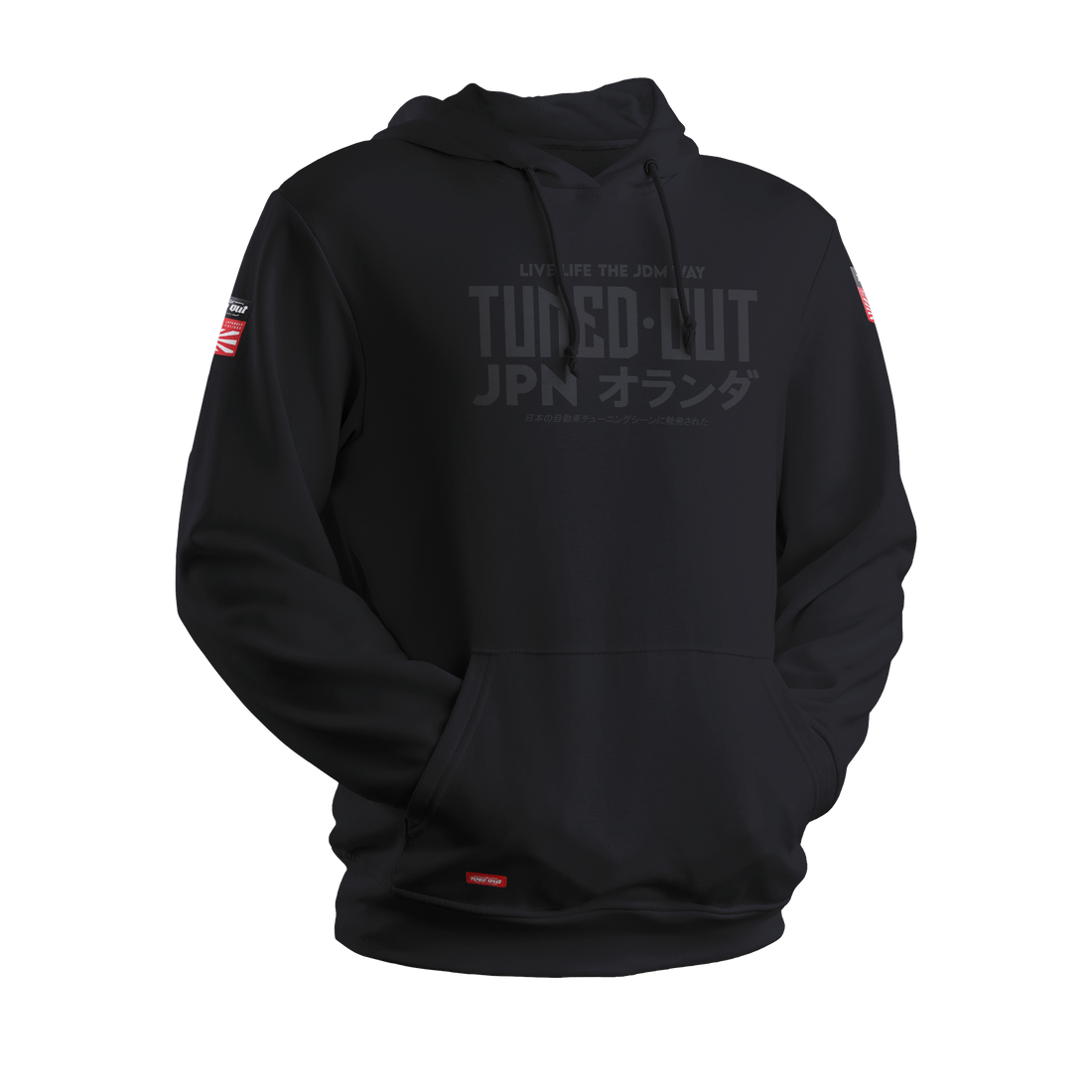 Tuned-Out black on black hoodie