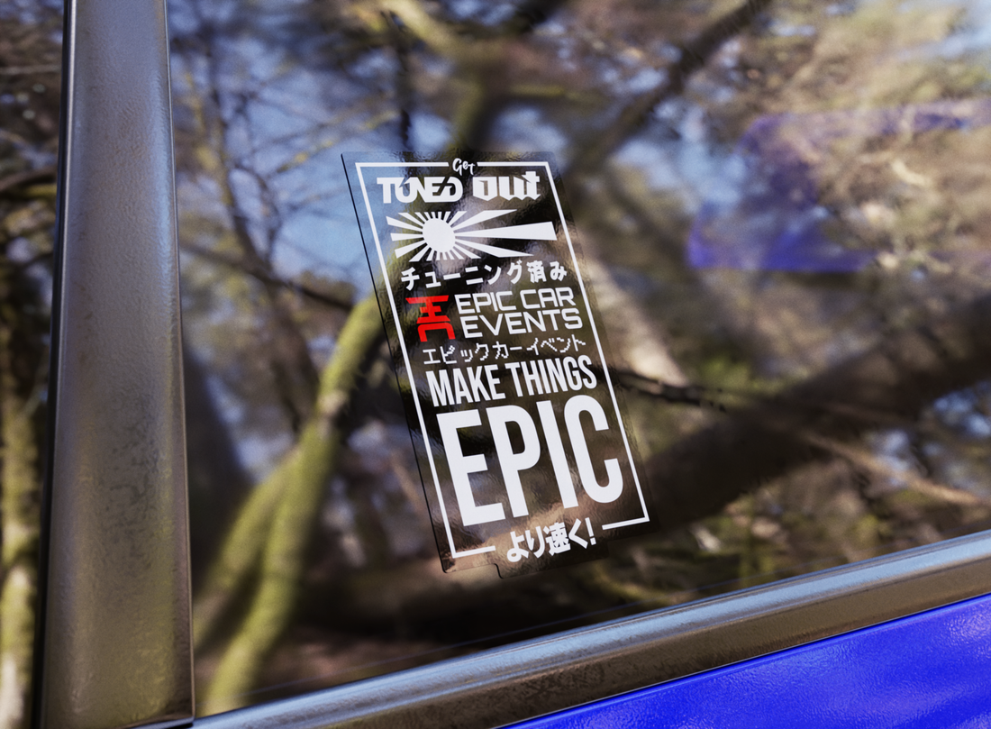 Tuned Out & Epic Car Events collaboration sticker
